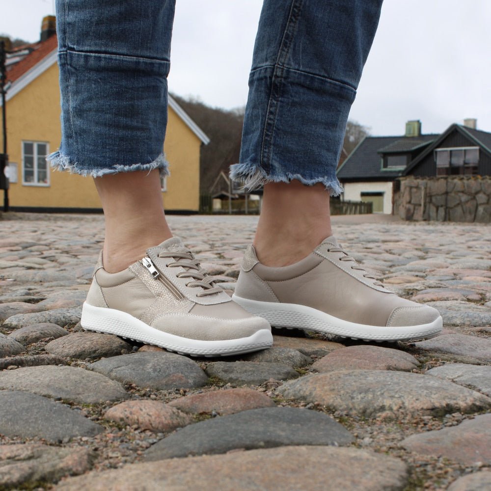 Produktbild 15 - Minfot Way Sneaker Bred Stretch Zip Beige