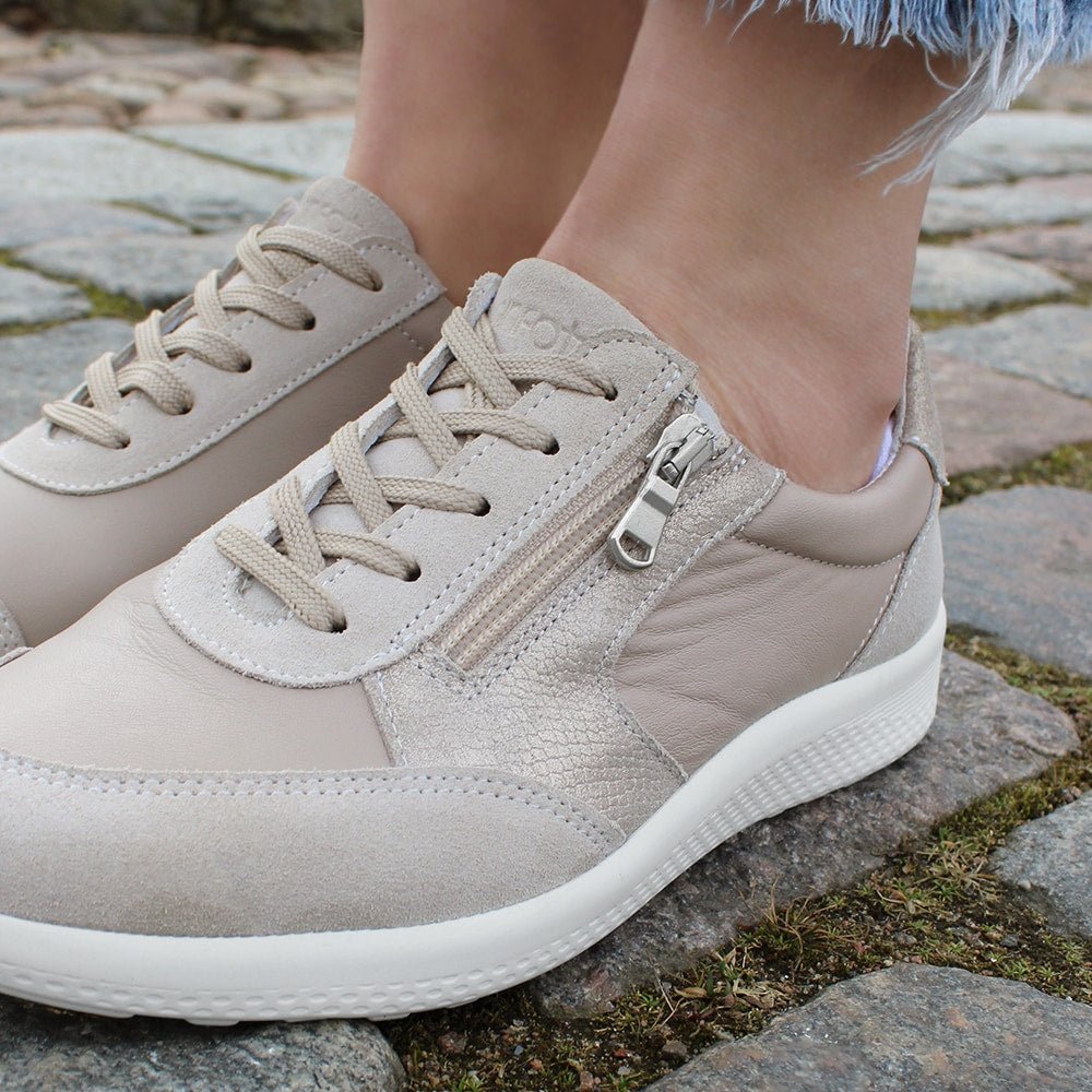 Produktbild 17 - Minfot Way Sneaker Bred Stretch Zip Beige