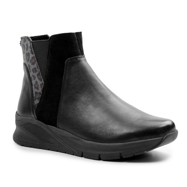 Minfot Zon Chelsea Boots med zip Stretch Läder Svart Leopard