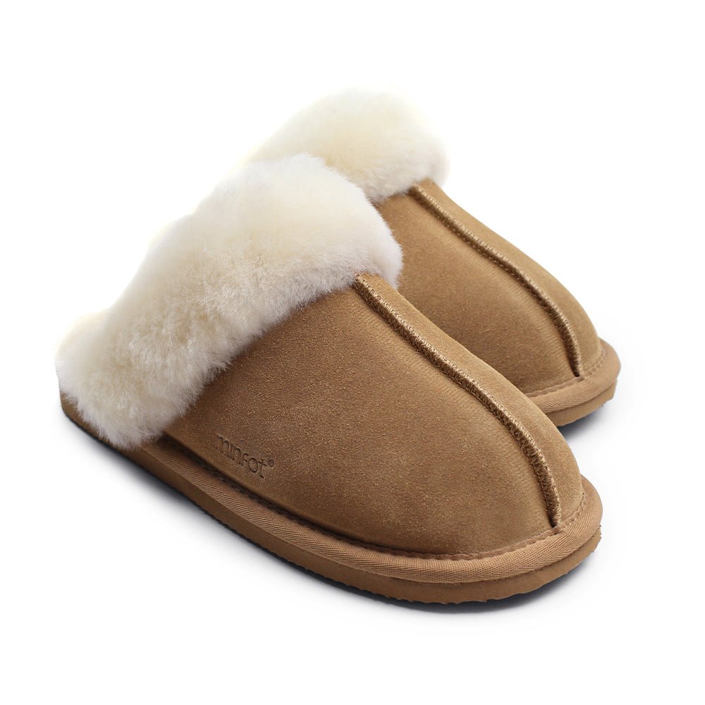 Produktbild 8 - Minfot Fårskinnstofflor Slip-On Duved med sula Caramel