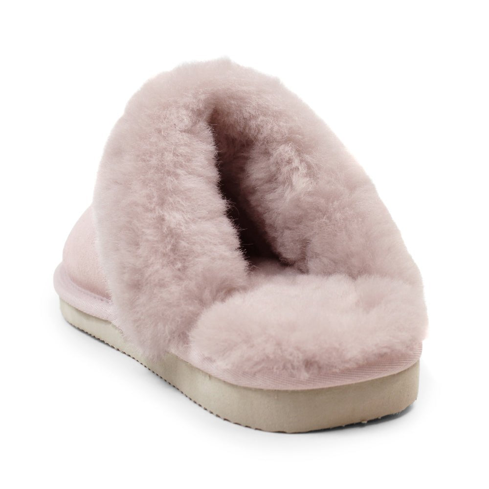 Minfot Fårskinnstofflor Slip-on Duved med sula Rose