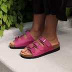 Minfot Lo Biosandaler Dam Skinn Anatomisk 3-remmar Fuxia