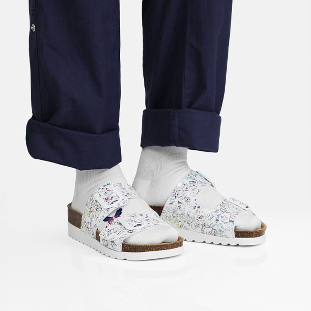 Minfot Sandaler Mjuk Bio Tropical Flowers Vit