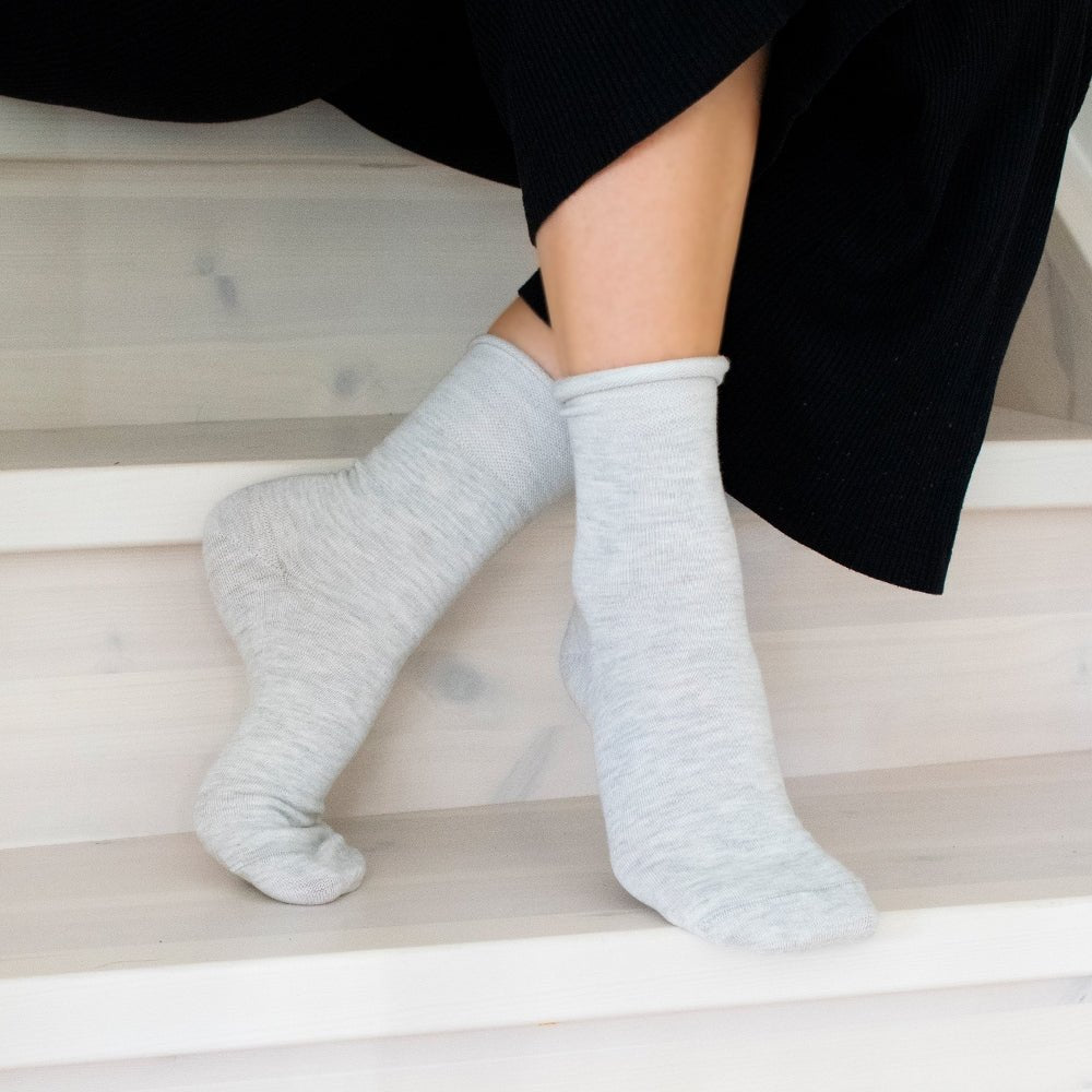 Produktbild 7 - Minfot-sensitive-melange-strumpor-med-rullkant