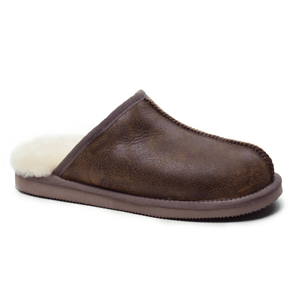 Minfot Fårskinnstofflor Slip-on Orust med sula Waxed Stone