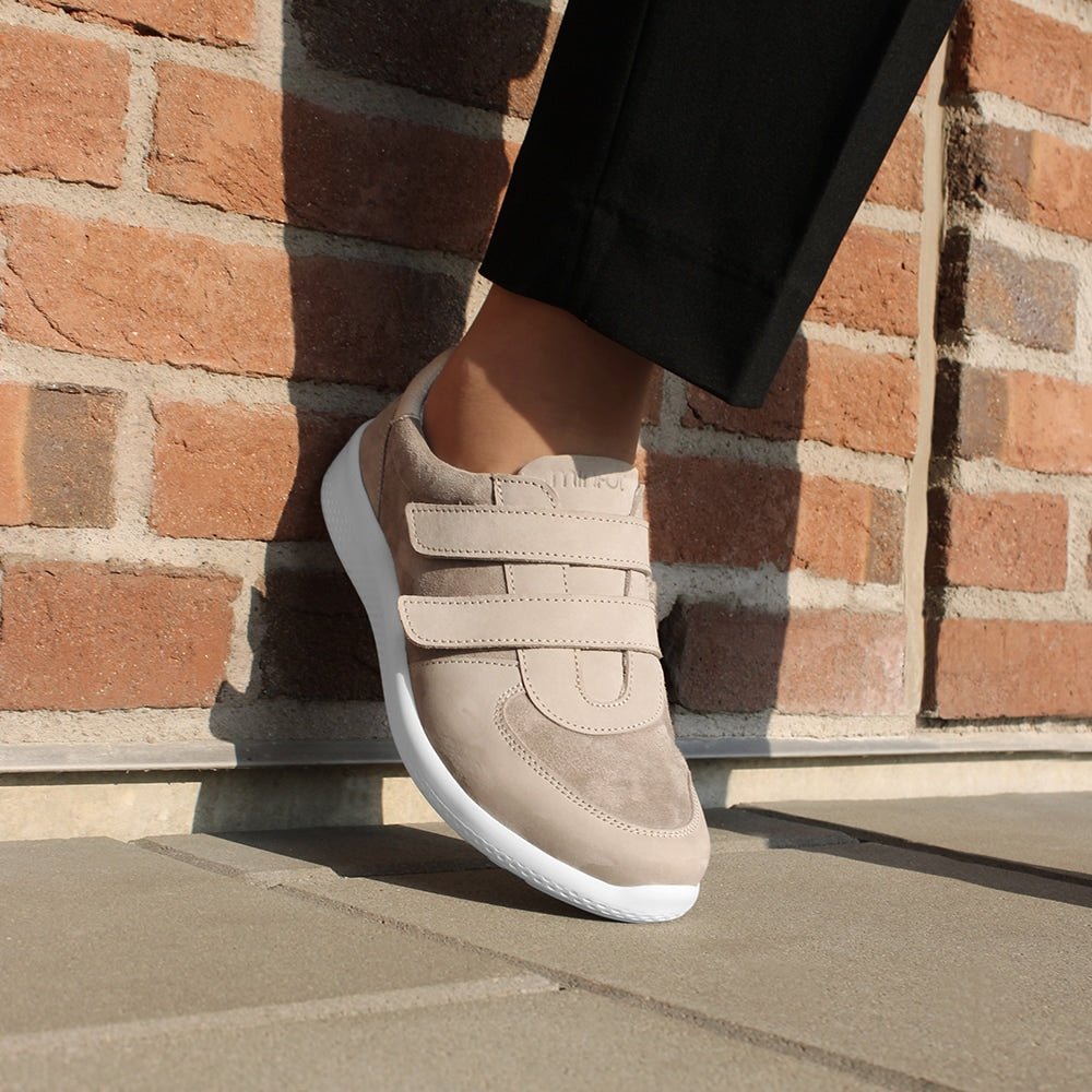 Minfot Way Sneaker Bred Stretch med Kardborreband Beige