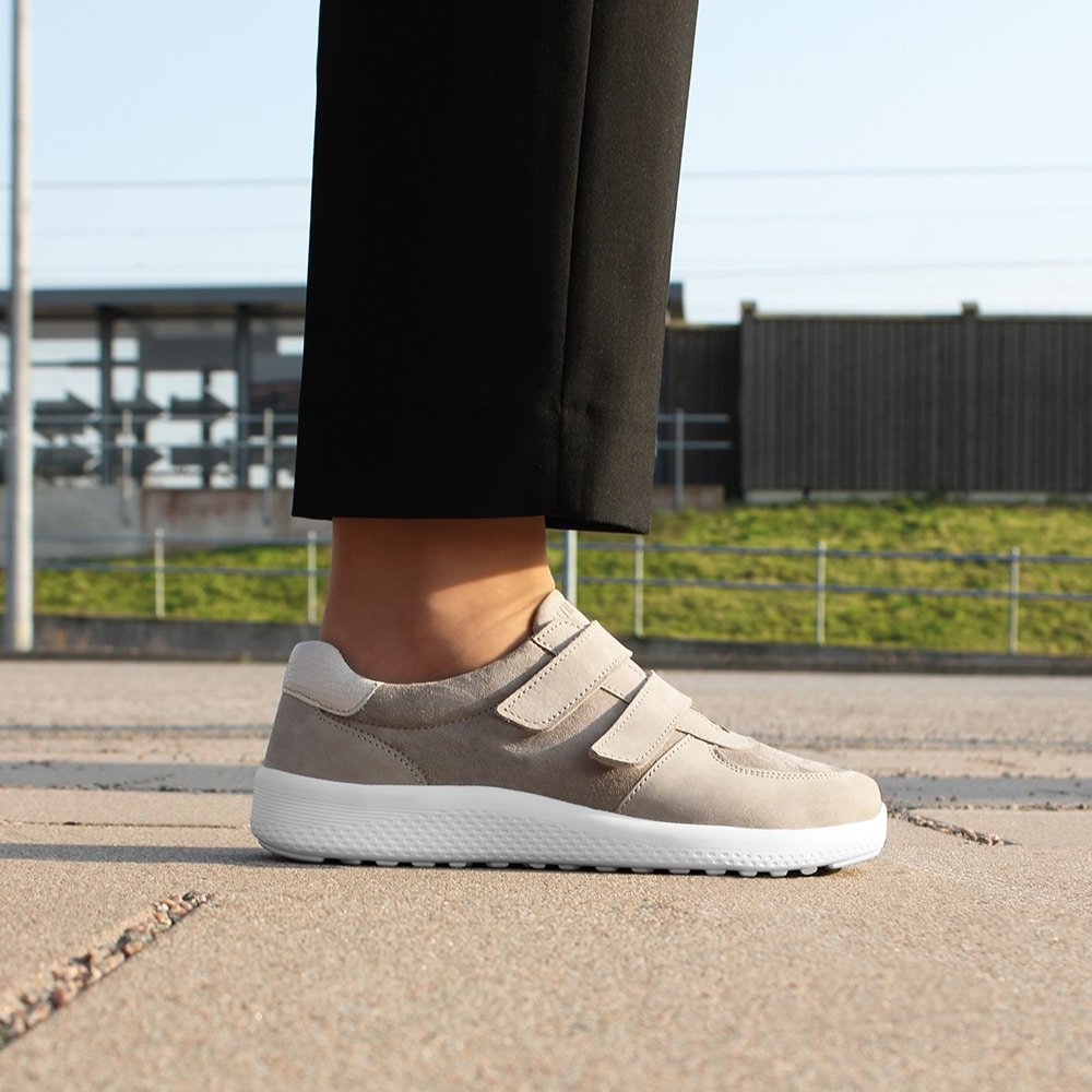 Minfot Way Sneaker Bred Stretch med Kardborreband Beige