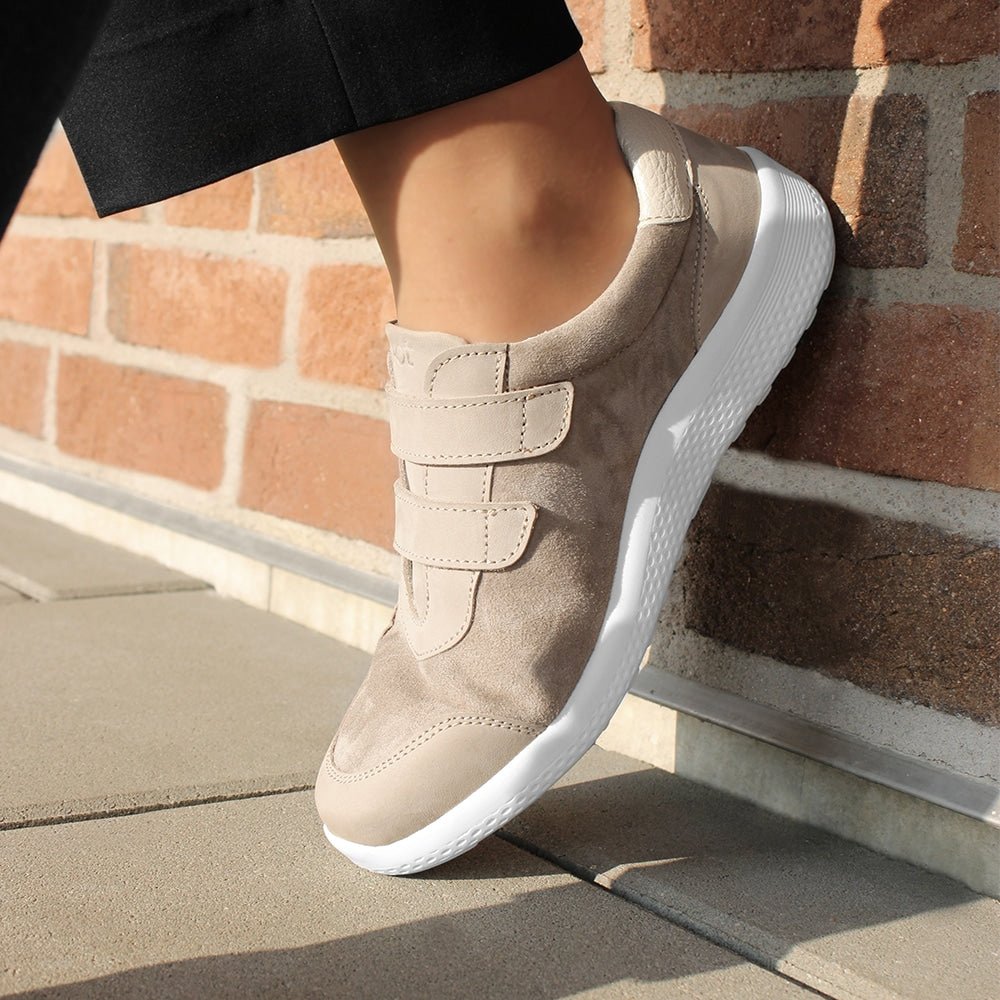 Minfot Way Sneaker Bred Stretch med Kardborreband Beige