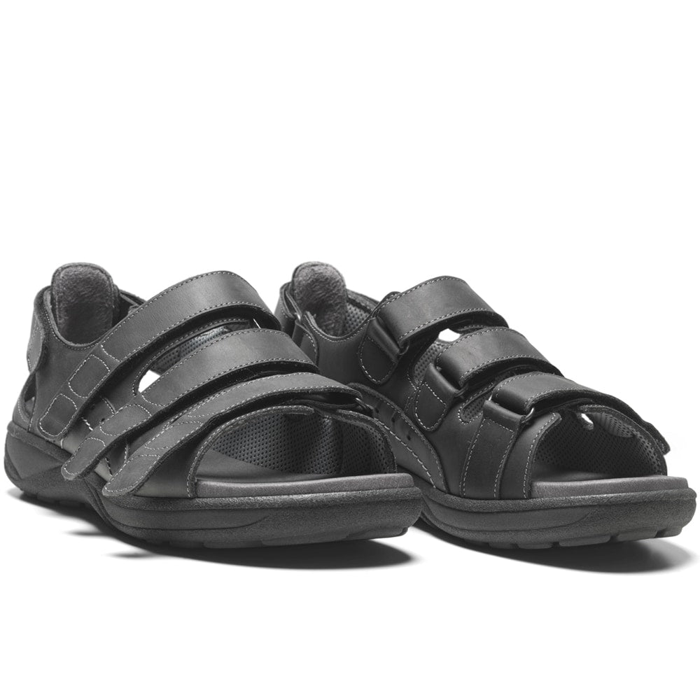 Produktbild 3 - New Feet Frode Extra Breda Sandaler Hälkappa Kardborre Herr Svart