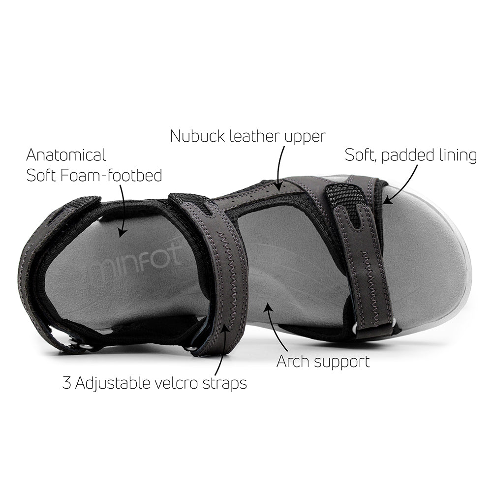 Minfot Nyhamn Sandaler Dam Nubuck Stone