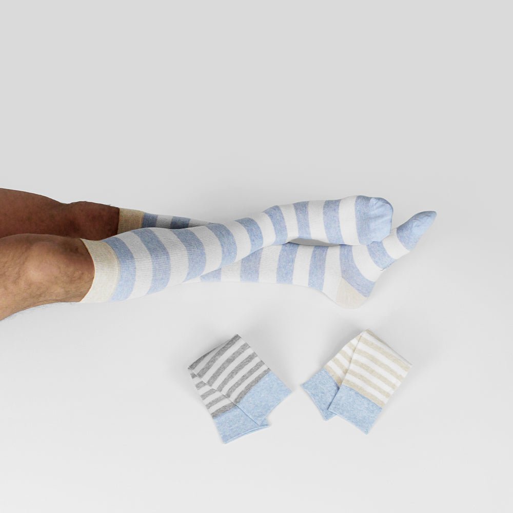 Minfot Randiga Stödstrumpor Ekologisk Bomull Strand 3-pack