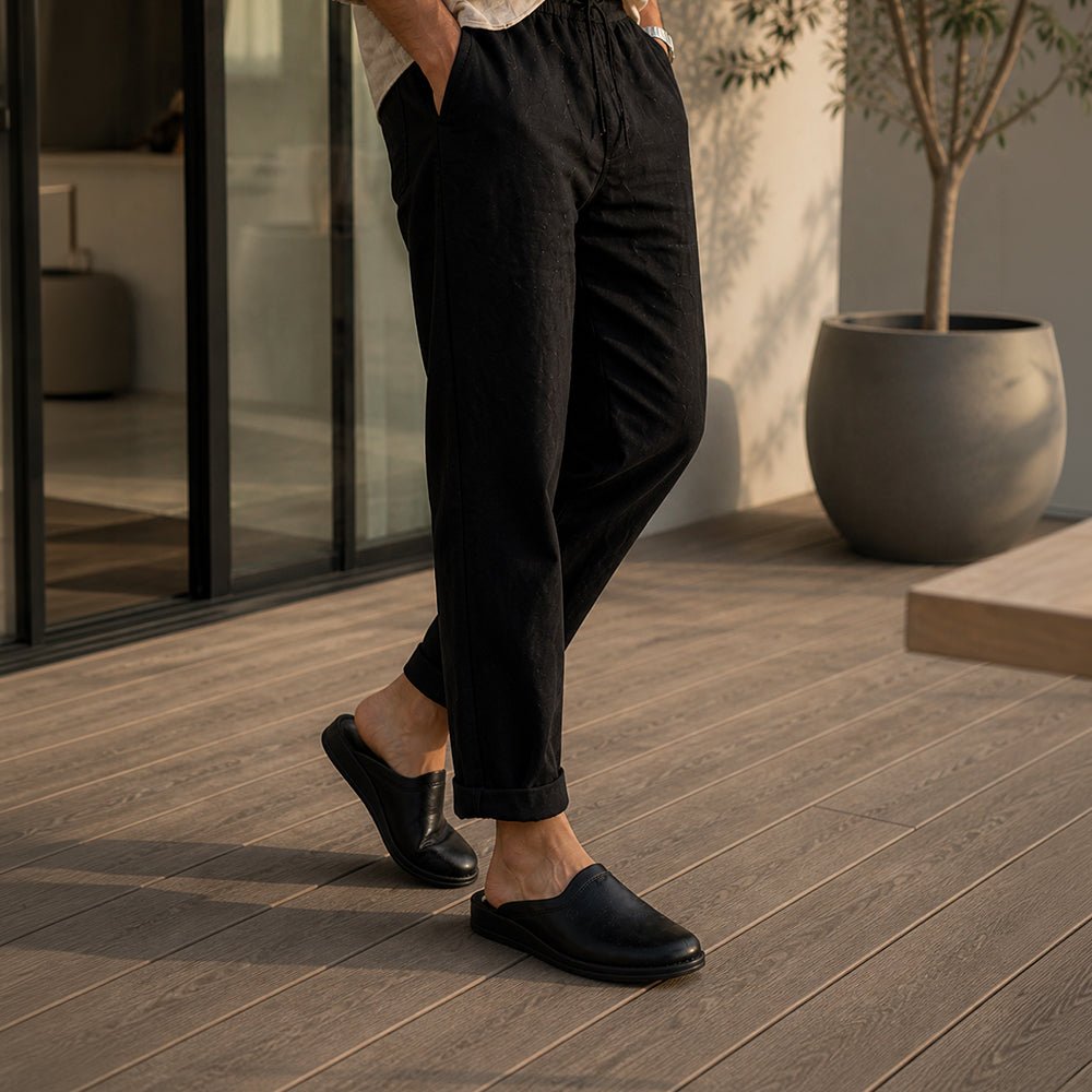 Rohde Herrtofflor Läder Svart Slip-on