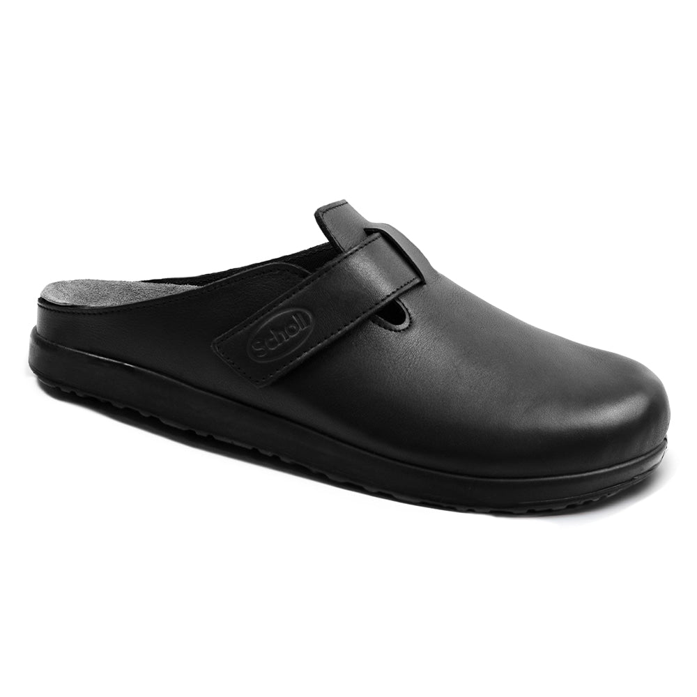 Scholl Tofflor Elio Strap Läder Black