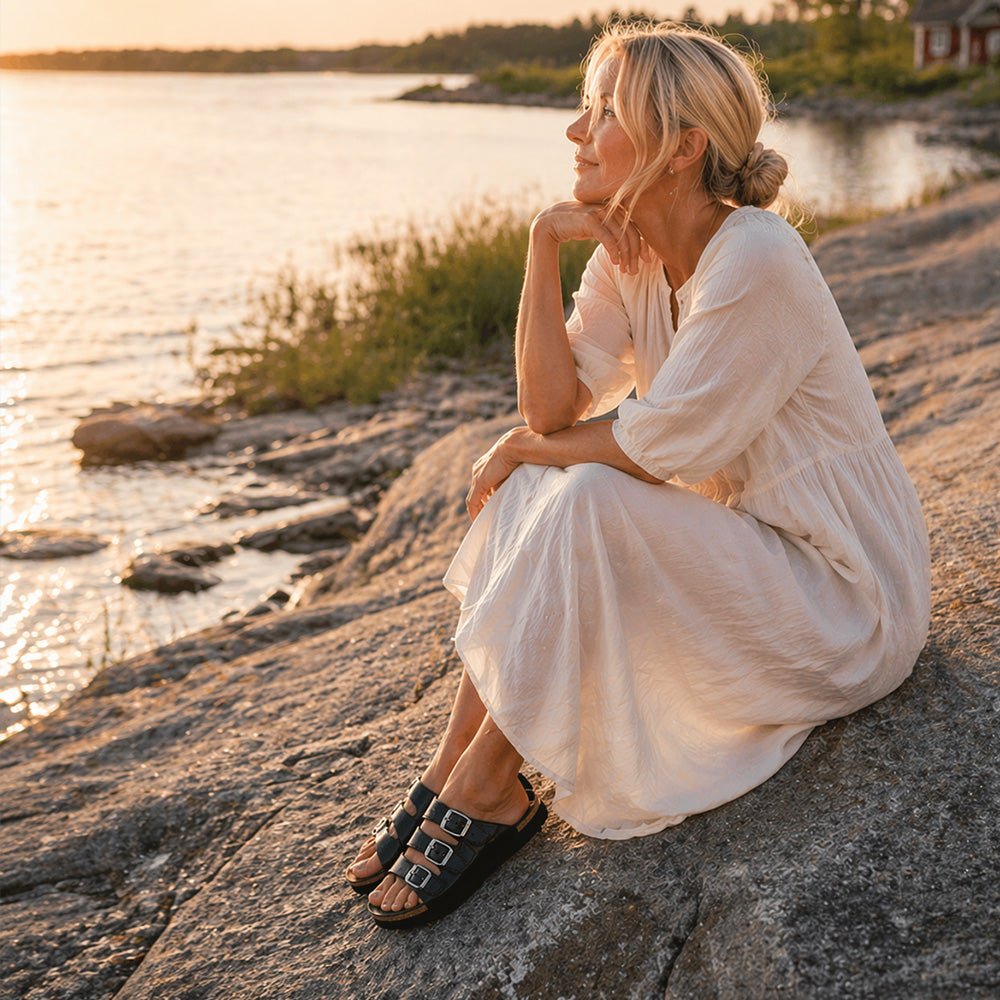 Sköna Marie Sandaler Lava Black Tumbled