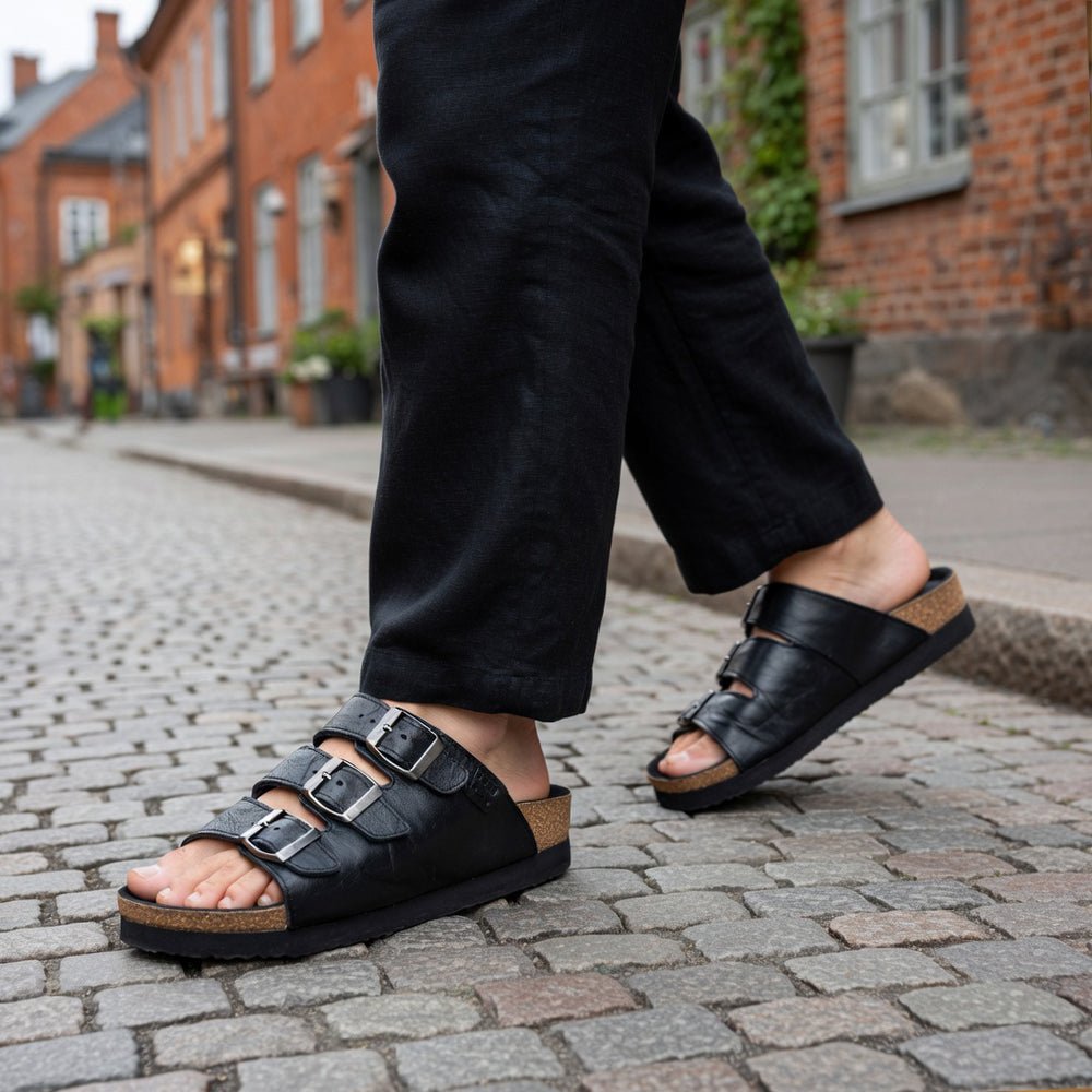 Sköna Marie Sandaler Lava Black Tumbled