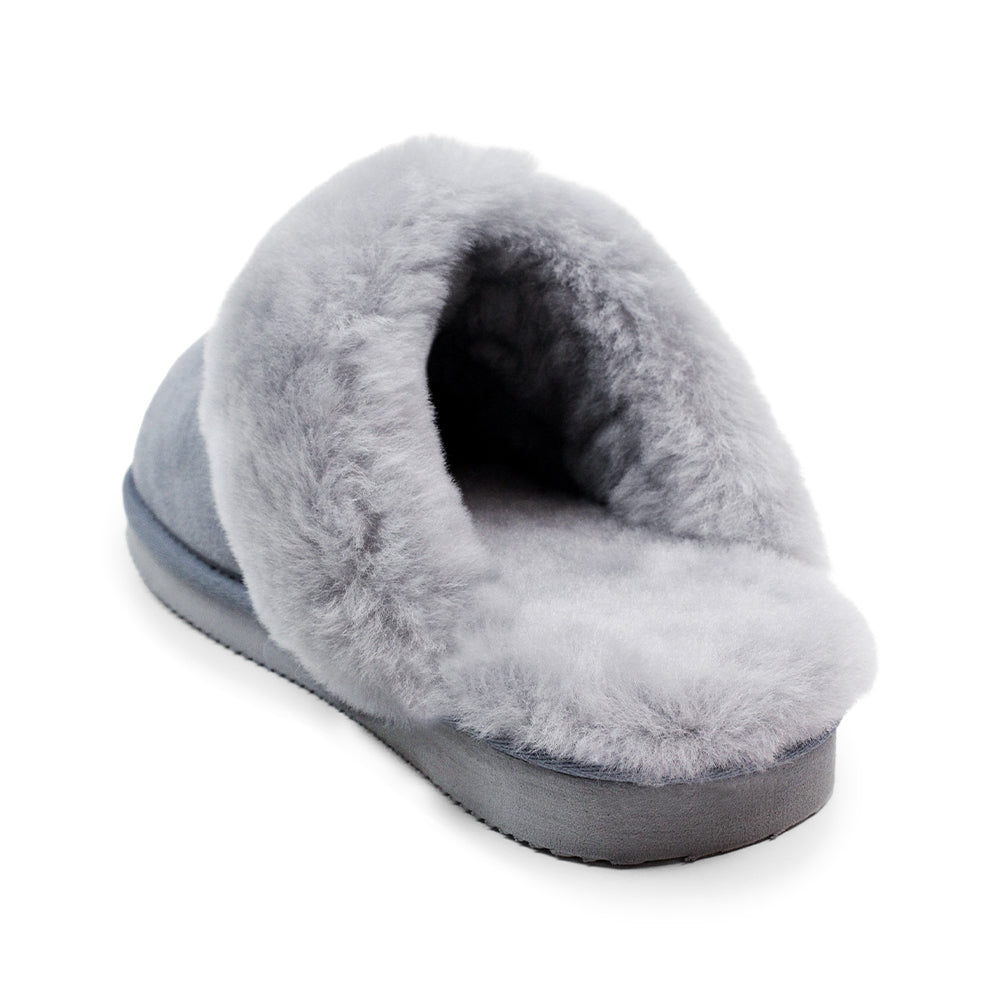 Minfot Fårskinnstofflor Slip-on Duved med sula Grå