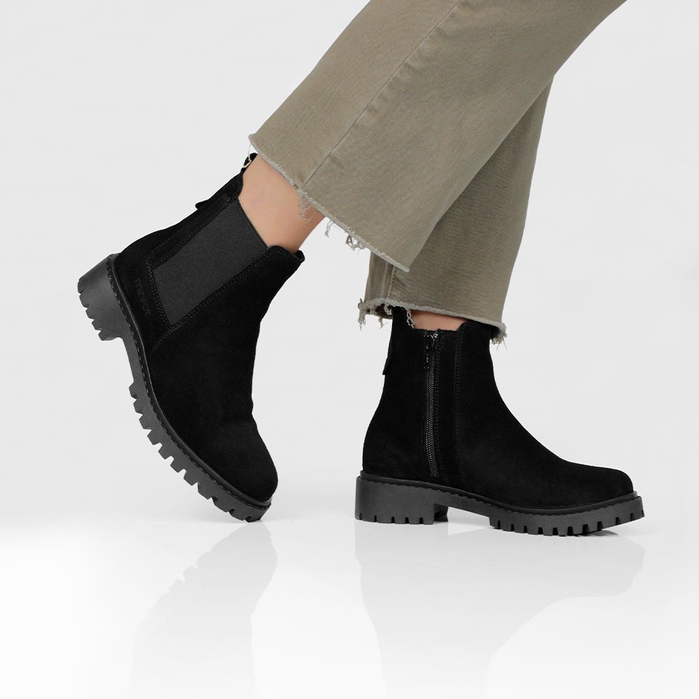 Minfot Ribe Chelsea Boots Zip Mocka Svart