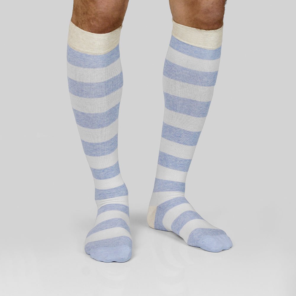 Minfot Randiga Stödstrumpor Ekologisk Bomull Strand 3-pack