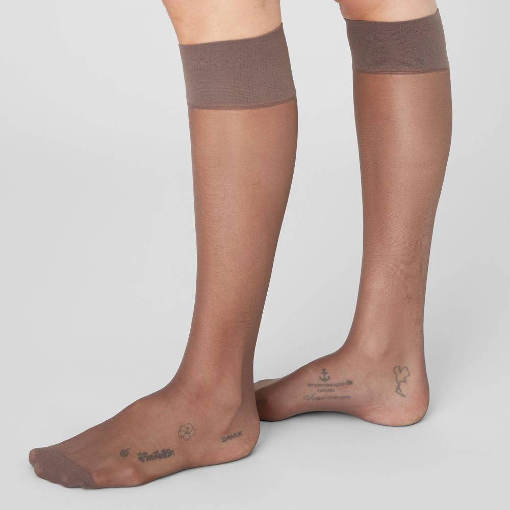 Swedish Stockings Nylonstrumpor Knä Elin 20 DEN Mörk Brun 2-pack