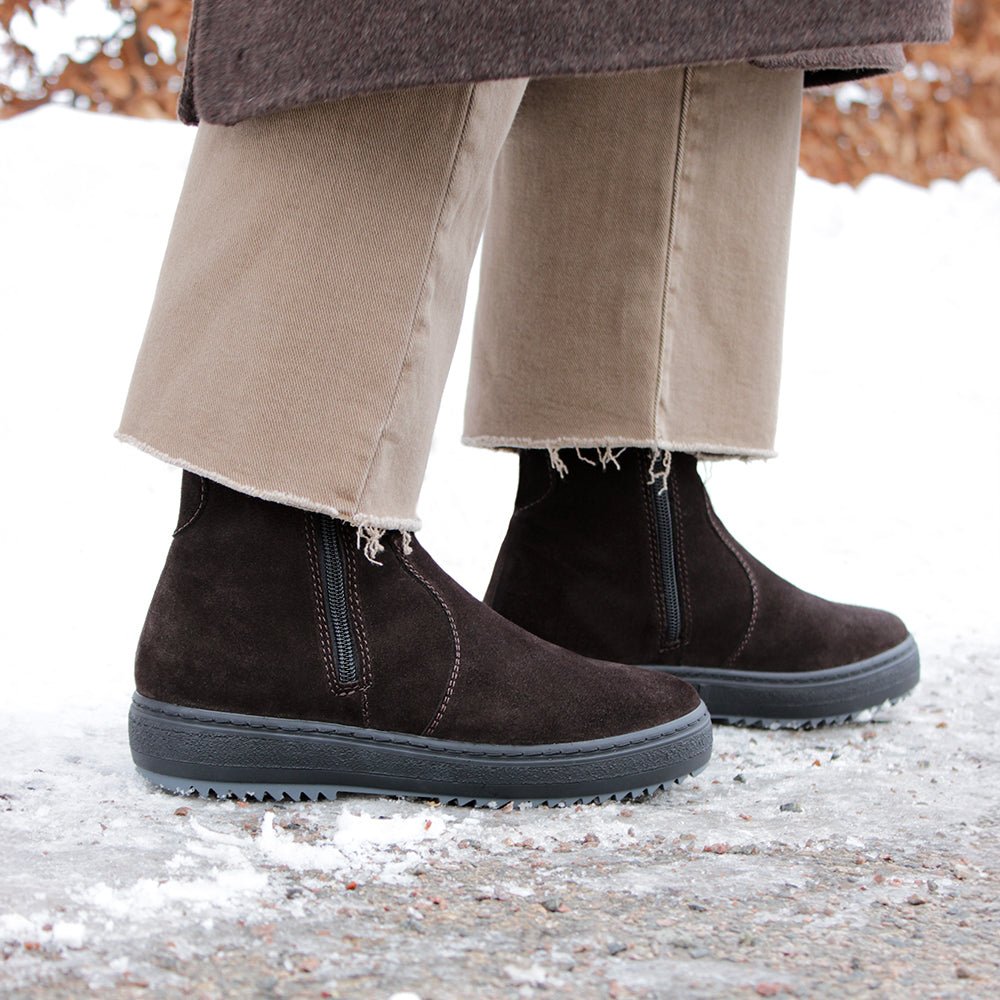 Minfot Dubbskor Idre Mocka Ull Mörkbrun