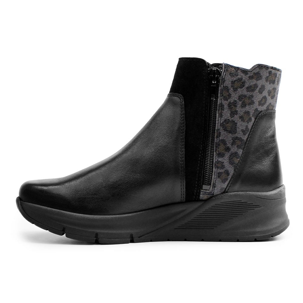 Minfot Zon Chelsea Boots med zip Stretch Läder Svart Leopard