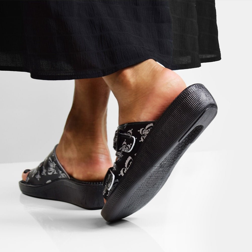 Minfot Massage Sandaler Fjäril Svart