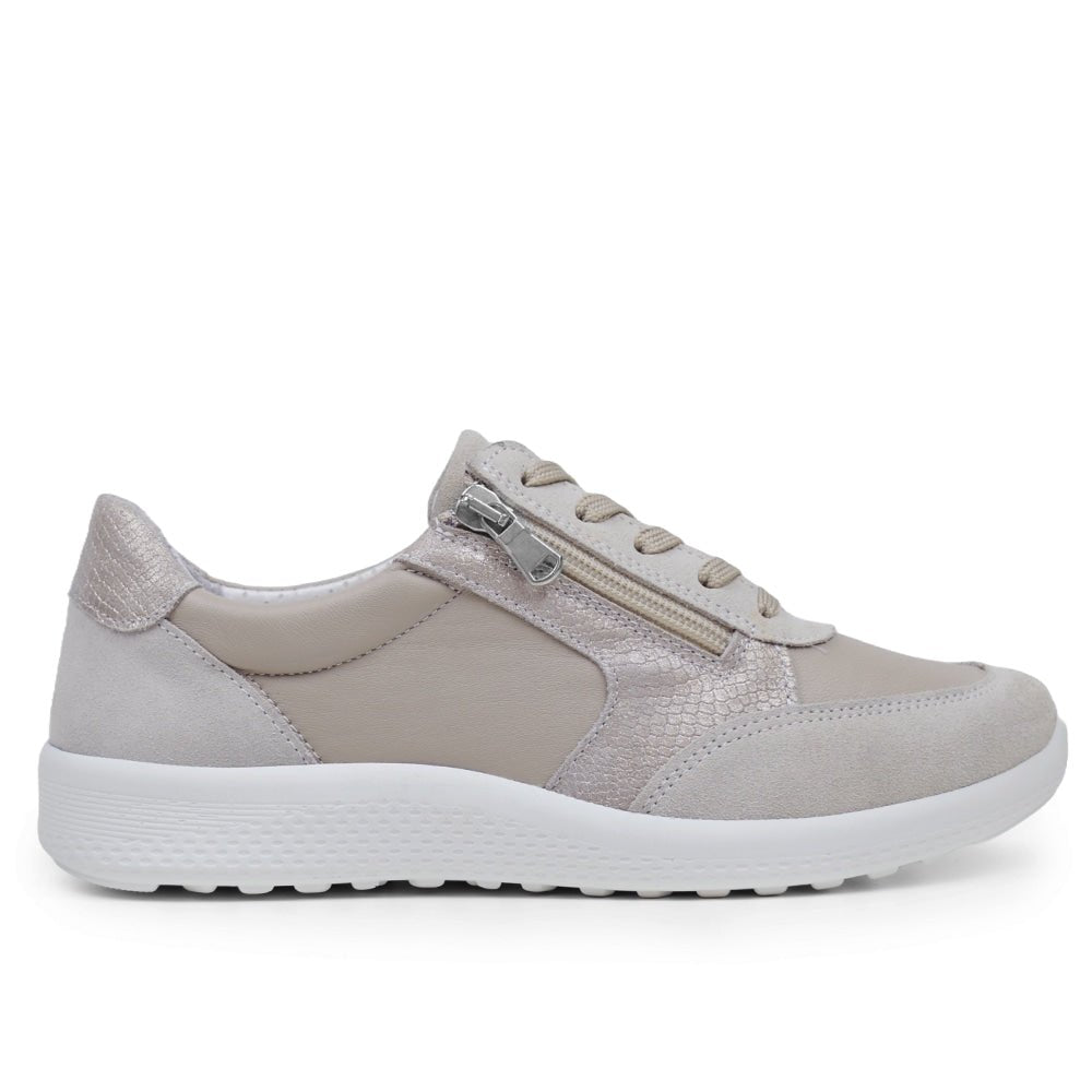 Produktbild 3 - Minfot Way Sneaker Bred Stretch Zip Beige