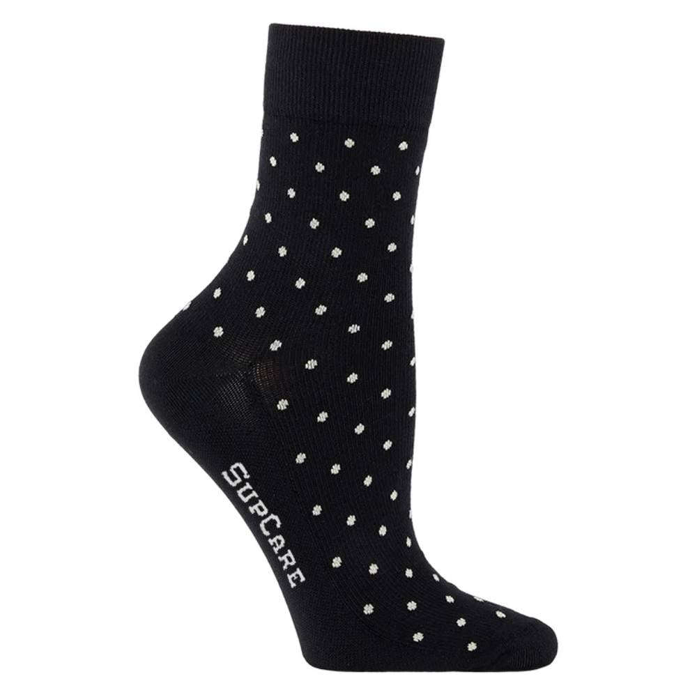 SupCare Ankelstödstrumpor Bomull Svart Prickig