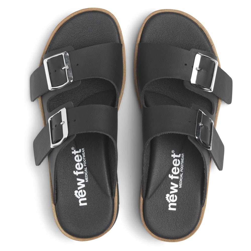 New Feet Sigrid Breda Sandaler Microfiber Dam Svart