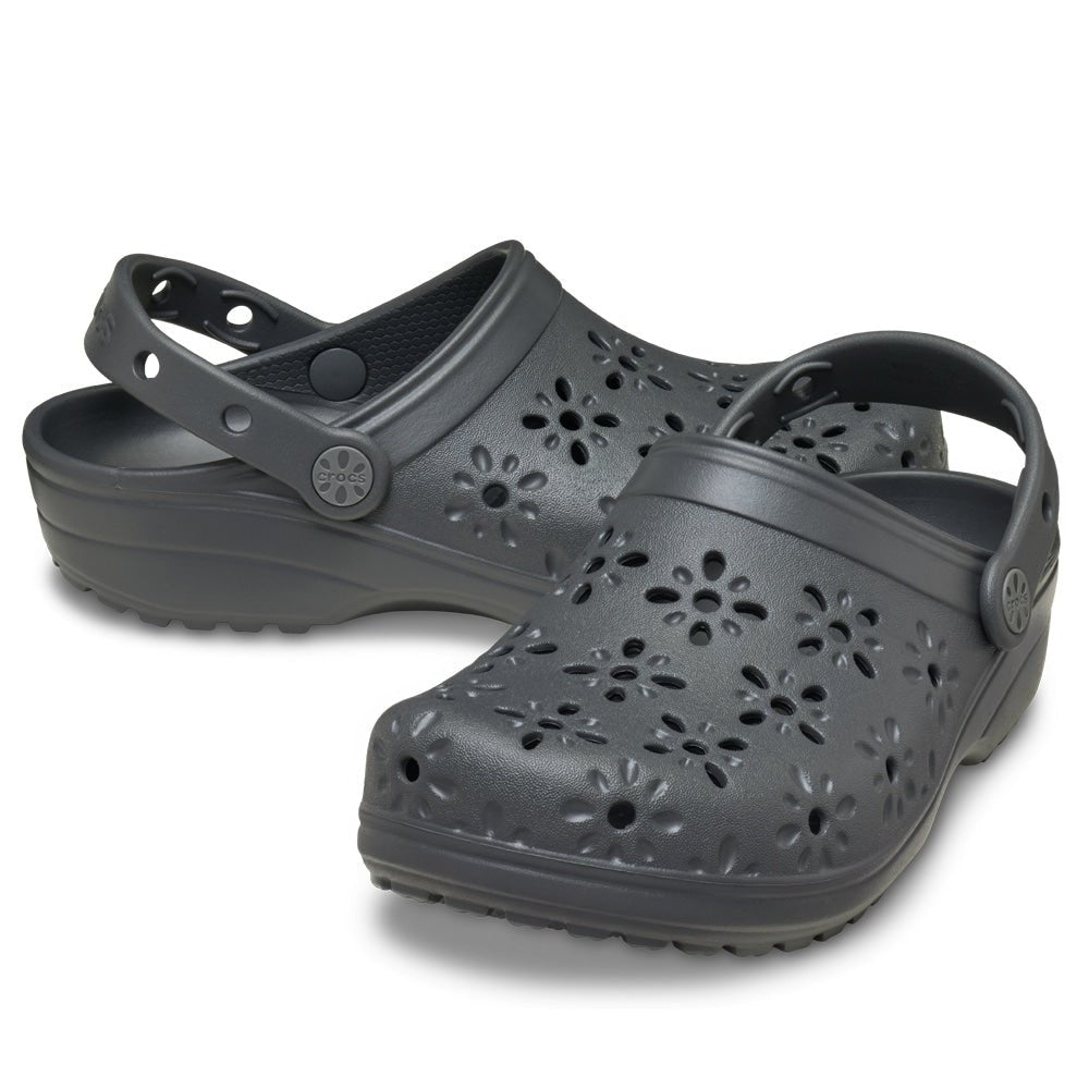 Crocs Classic Clog Floral Cut Out Black Sand