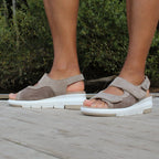 Minfot Sandal Komfort Bea Hälrem Stretch Mocka Beige