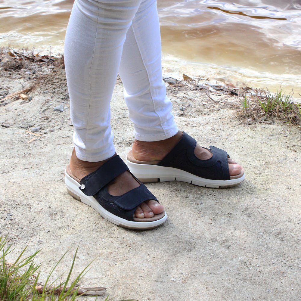 Minfot Sandal Komfort Bea Stretch Nubuck Navy