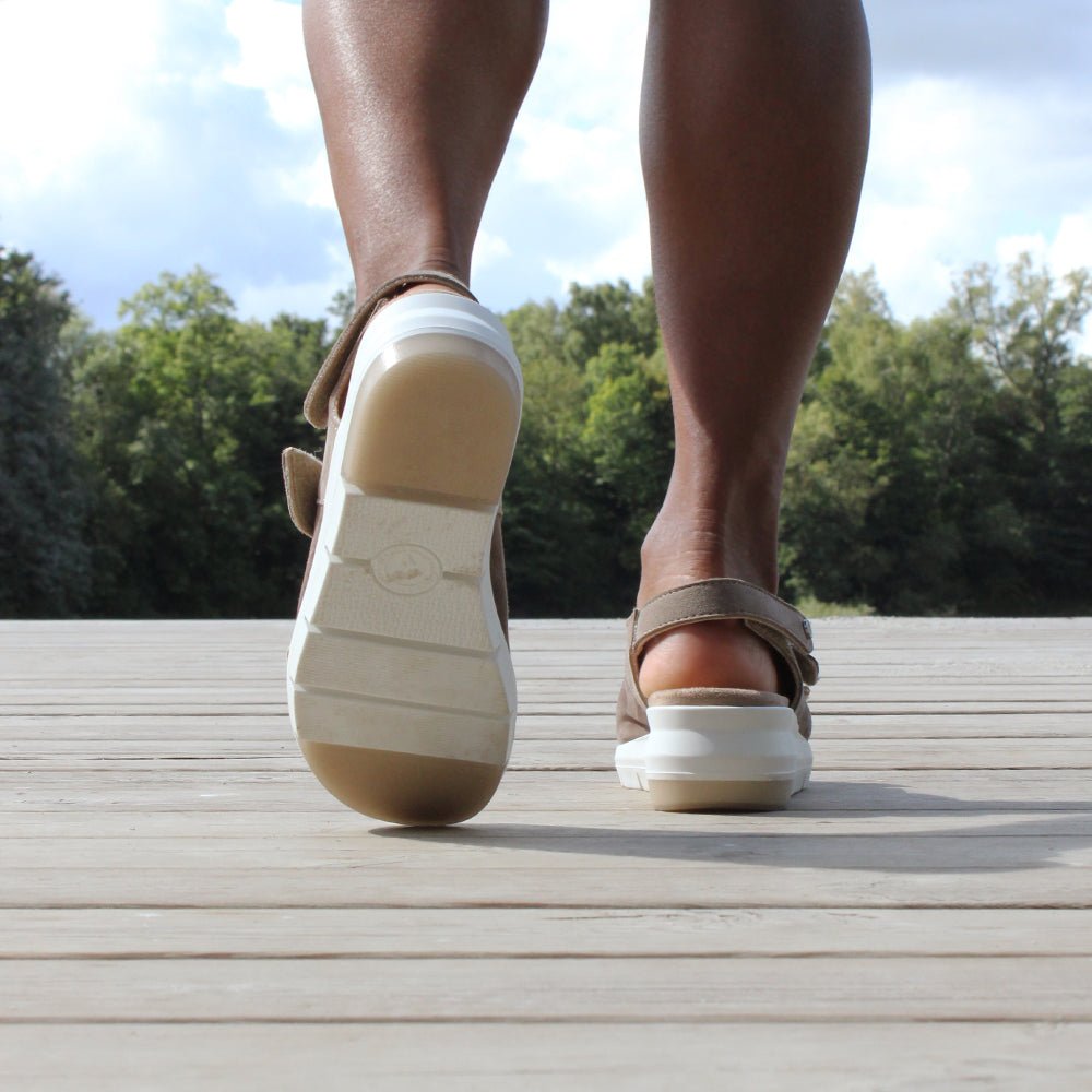 Minfot Sandal Komfort Bea Hälrem Stretch Mocka Beige