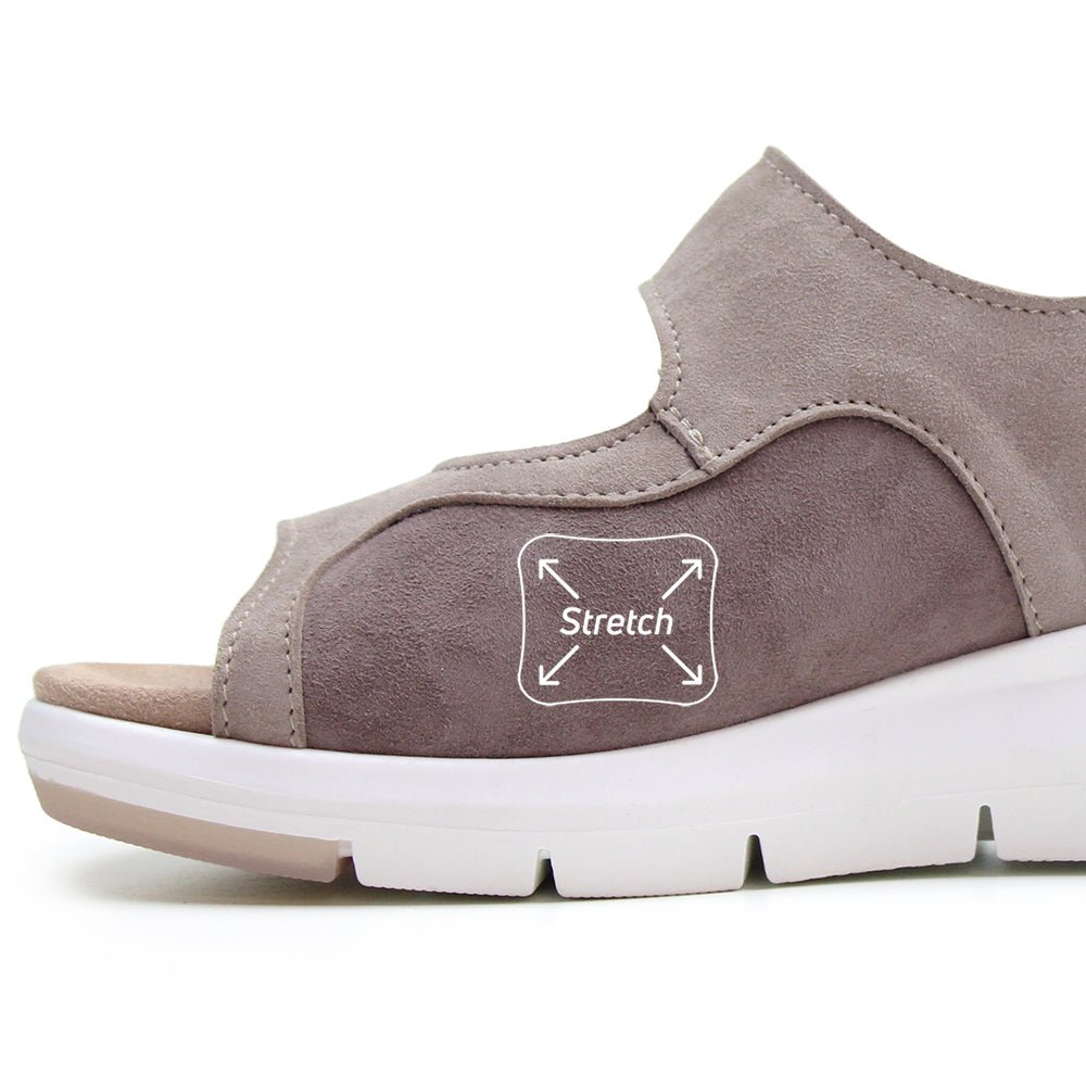 Minfot Sandal Komfort Bea Hälrem Stretch Mocka Beige