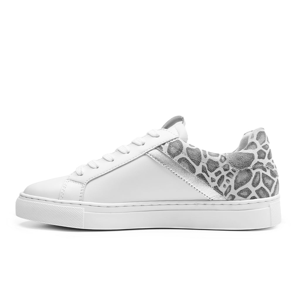 Minfot Comfort Sneakers Skinn Leopard Vit
