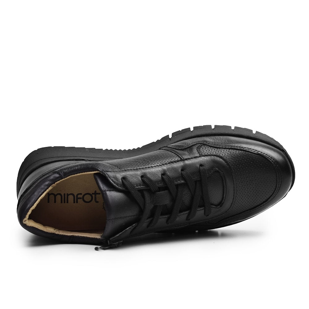 Minfot Max Comfort Sneakers Zip Skinn Svart