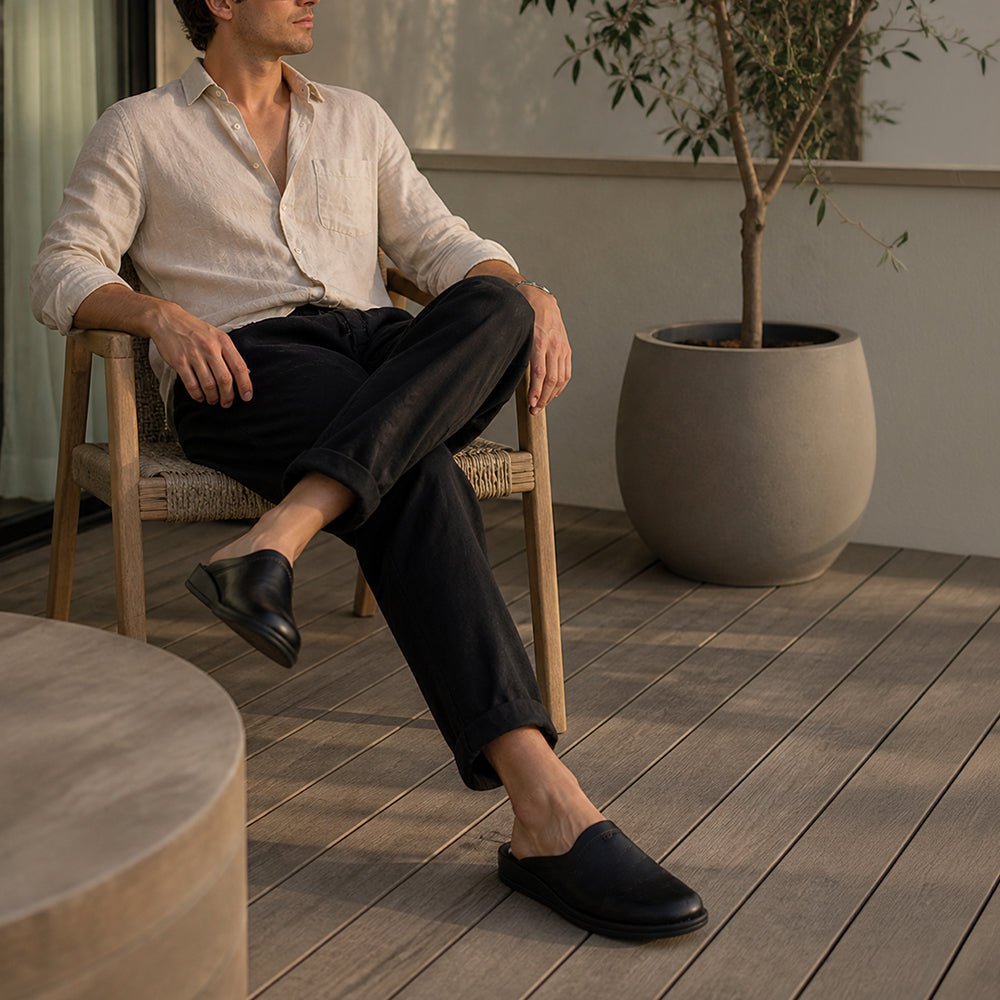 Rohde Herrtofflor Läder Svart Slip-on
