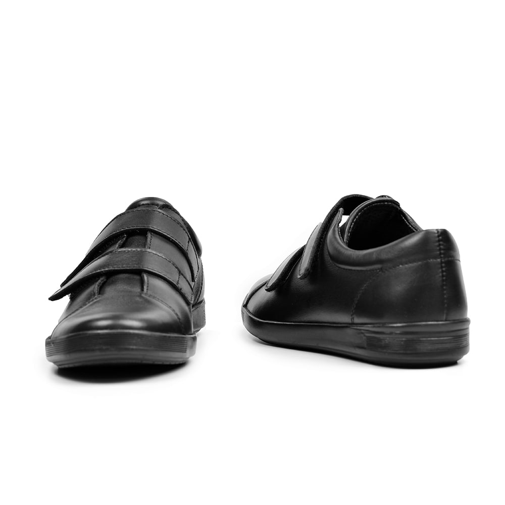 Minfot Aveny Skinn Sneaker med Kardborreband Svart