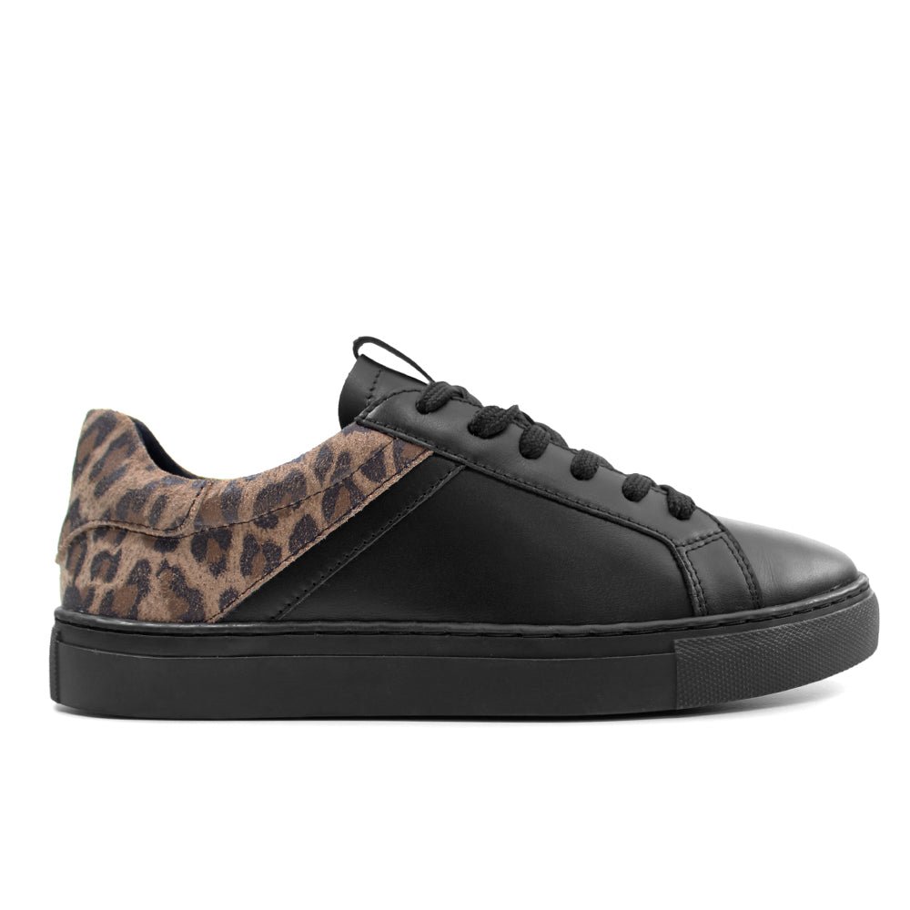 Minfot Comfort Sneakers Skinn Leopard Svart