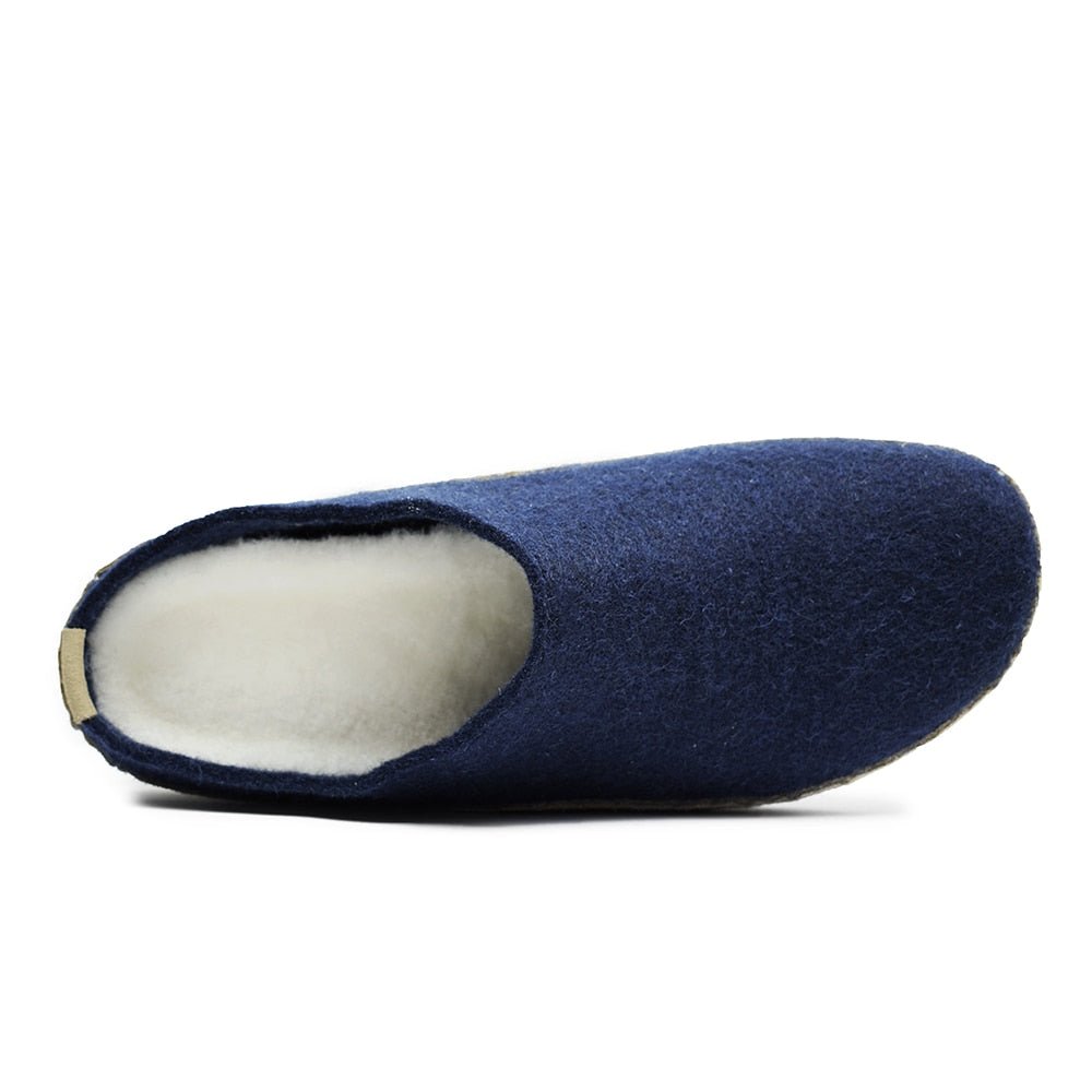 Minfot Ulltofflor Arild Fotbädd Fårskinn Navy