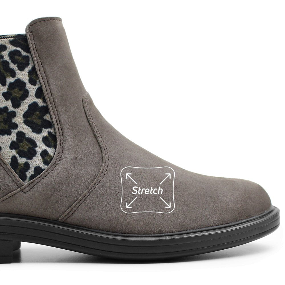 Produktbild 4 - Minfot Bou Chelsea Boots med zip Stretch Nubuck Stone Leopard
