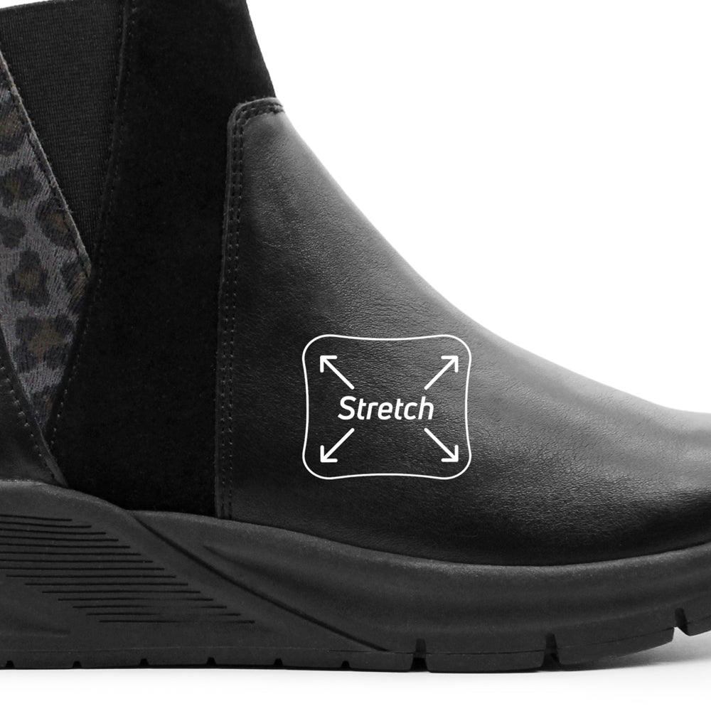 Produktbild 4 - Minfot Zon Chelsea Boots med zip Stretch Läder Svart Leopard