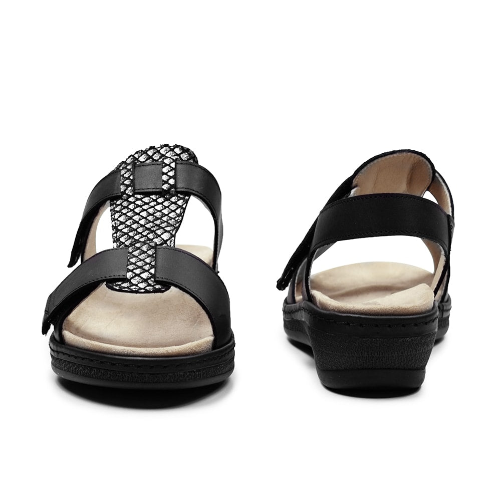 Suave Extra Bred Sandal Skinn Marilyn Svart