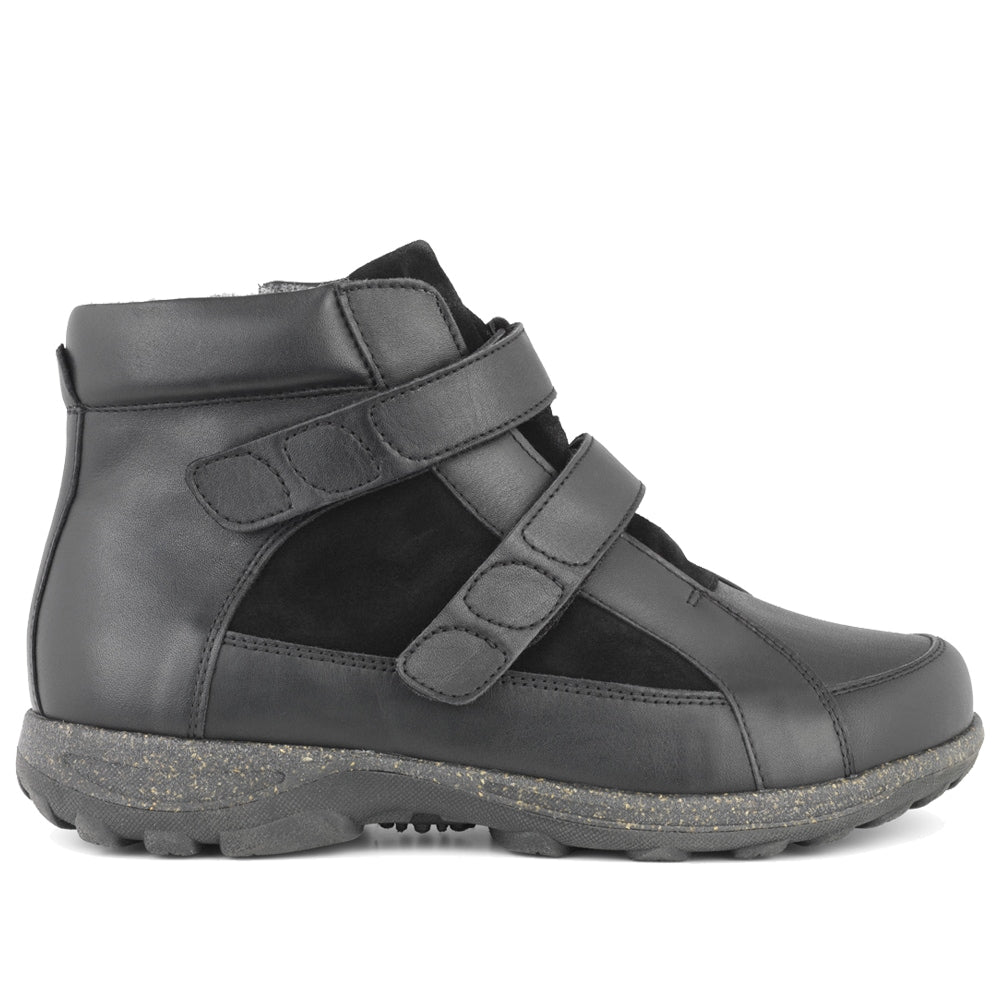 New Feet Yvette Extra Breda Skor Dam Stretch Kardborre Svart