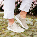 Minfot Way Sneaker Dam Bred Stretch Zip Beige