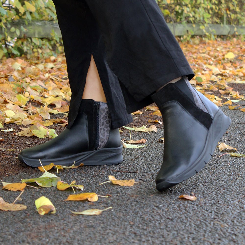 Produktbild 15 - Minfot Zon Chelsea Boots med zip Stretch Läder Svart Leopard