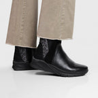 Minfot Zon Chelsea Boots med zip Stretch Läder Svart Leopard