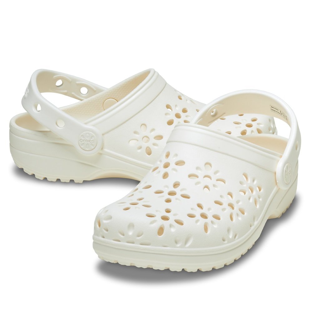 Crocs Classic Clog Floral Cut Out Chalk