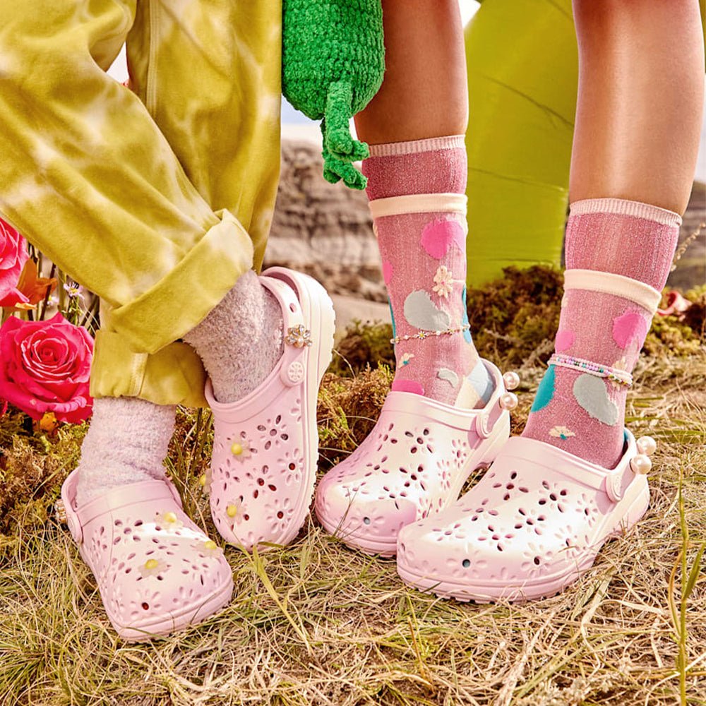 Crocs Classic Clog Floral Cut Out Pink Milk