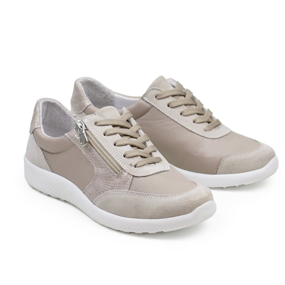 RESALE Minfot Way Sneaker Bred Stretch Zip Beige